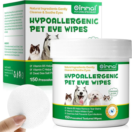 Eyes Wipes for Dogs & Cats - Coconut Oil Pet Cleaning Grooming Deodorizing Wipes for Eyes, Wrinkle, Face, Eye Care for Dogs and Cats,Cat and Dog Wipes Formulated to Remove Eye Debris - 150p