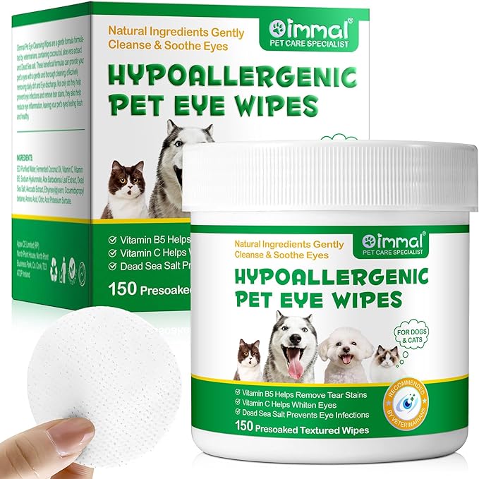 Eyes Stain Wipes for Dogs & Cats- 150Pcs Ultra large capacity, Natural Coconut Oil & Aloe vera Pet Cleaning，Gently Remove Tear Stain，Eye Debris, Discharge, Mucus Secretions