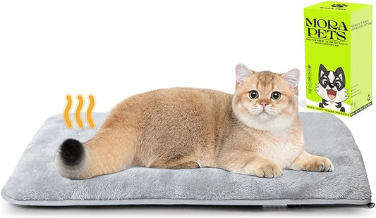 Mora Pets Cat Bed Waterproof Crate Mat Ultra Soft Pet Bed with Removable Washable Cover Anti-Slip Bottom Memory Foam Crate Pad for Small Dogs and Indoor Cats Puppy 22 x 13 inch Light Grey