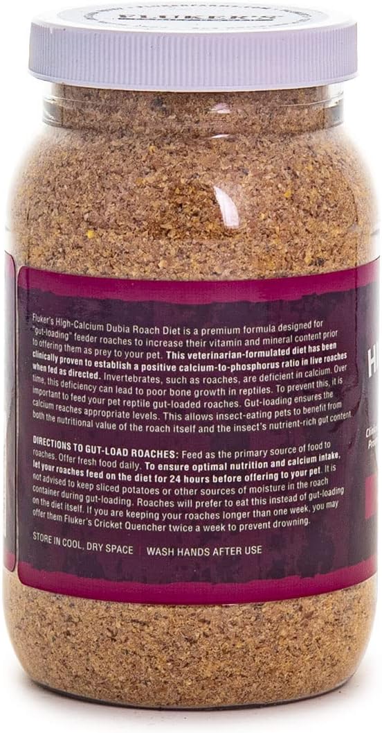 Fluker's High Calcium Dubia Roach Diet, Can Be Used as a Gut-Loading Food or Bedding, 7 oz