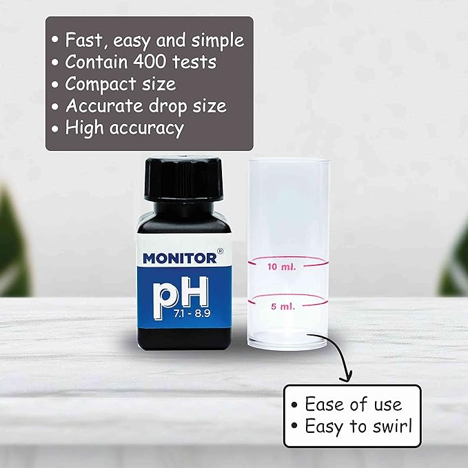 Generic Monitor pH 7.1-8.9 Test KIT (400 Tests) - Monitor Aquarium and aquaculture Water Quality