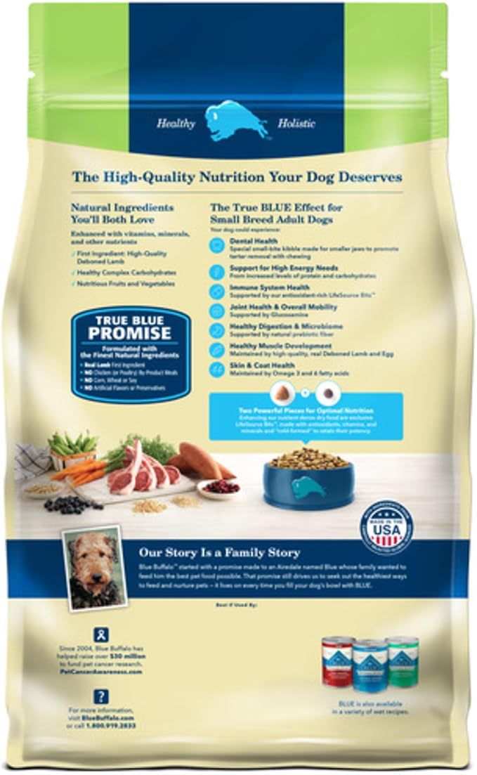 Blue Buffalo Life Protection Formula Adult Small Breed Dry Dog Food, Supports High Energy Needs, Made with Natural Ingredients, Lamb & Brown Rice Recipe, 5-lb. Bag