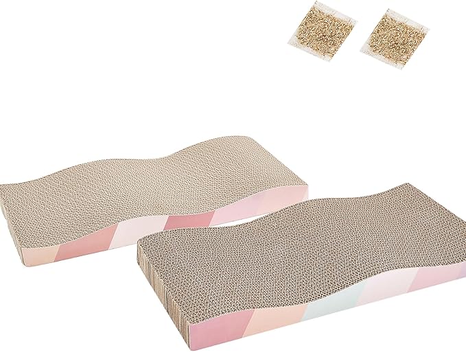 Cat scratching board cat scratcher Cat Scratch Pad Cardboard cat scratchers for indoor cats Reversible Large Wide Corrugated with Catnip(2pcs)