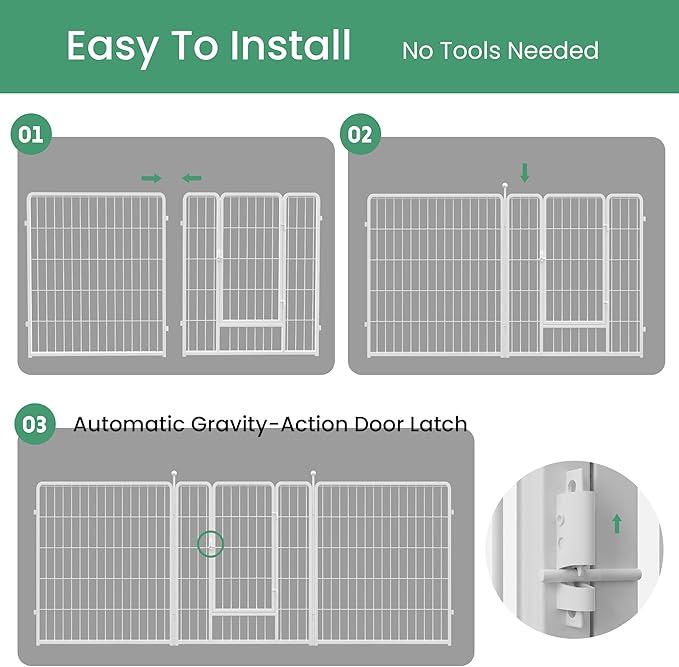 Simple Deluxe Dog Playpen, 32" Height 8 Panels Fence with Anti-Rust Coating, Metal Heavy Portable Foldable Dog Pen for Small/Medium Dogs RV Camping, White