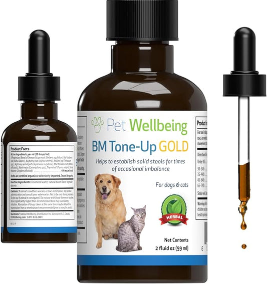 Pet Wellbeing BM Tone-Up Gold for Cats - Vet-Formulated - Diarrhea & Loose or Runny Stools - Natural Herbal Supplement 2 oz (59 ml)
