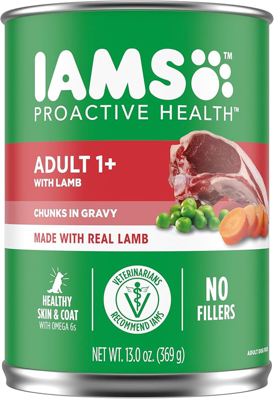 Iams Proactive Health Wet Dog Food, Lamb Chunks in Gravy, 13 oz., Pack of 12