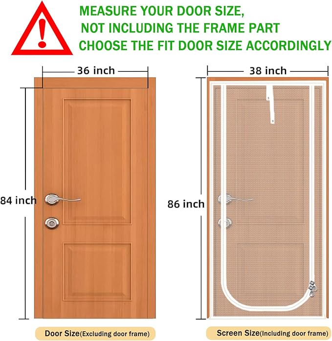 Reinforced Cat Screen Door,Fits Door Size 36''x 84'',Thickened Cat Resistant Mesh Screen Door for Living Room,Kitchen,Bedroom,Cat Proof Screen with Zipper Closure. (U-Type,White)