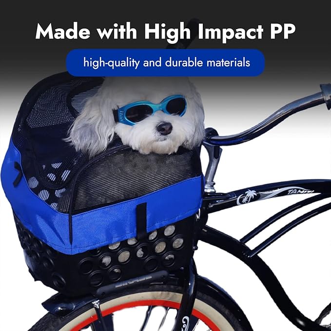 BiKASE EBike Pet Basket for Rear Racks - Dog Carrier Basket for Bike - Compatible with All Bike Racks Including Pedego, Rad Power, Lectric, Trek, Giant, Aventon, Magnum EBikes - Cover and Pad Included