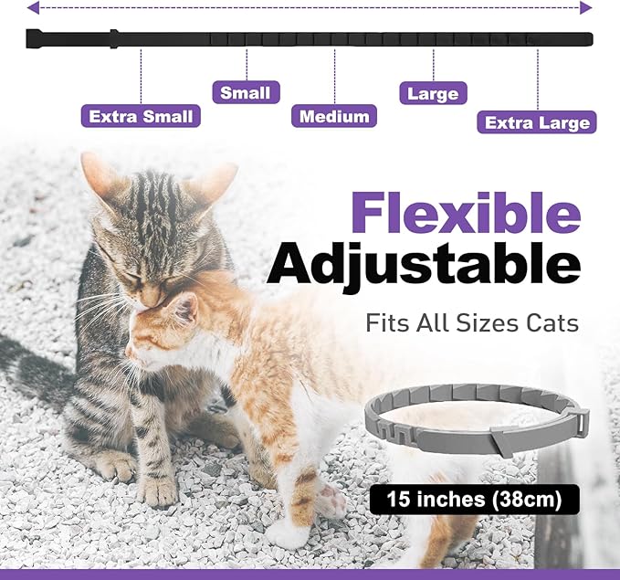 4 Pack Calming Collar for Cats, Cat Collars Efficient Relieve Reduce Anxiety Stress，Make Comfortable Relaxed，Pheromones Collar, Cat Calming Collar Kitten Supplies, Lasting 60 Days, Grey