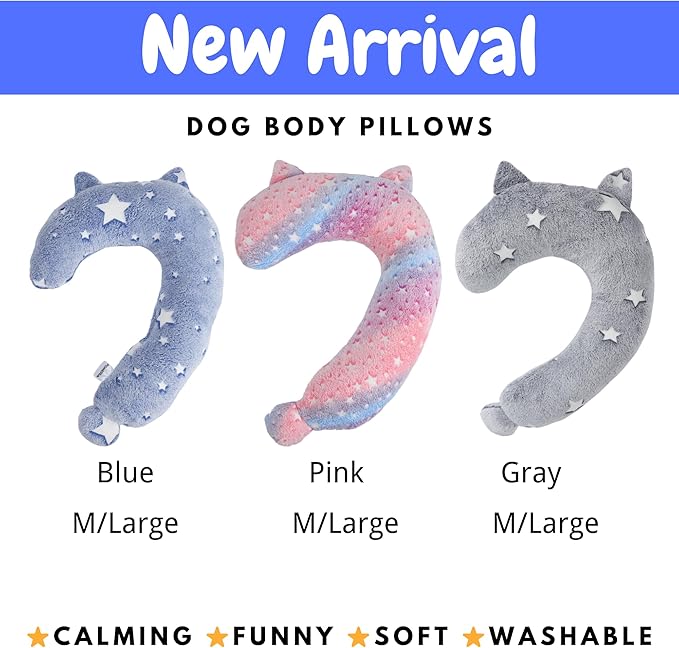 Dog Calming Pillow, Glow in The Dark Dog Throw Pillow, Soft Question Mark Pillows for Dogs, Kids, Adults, Washable Dog Bed Pillow, Cozy Dog Body Pillow (L Gray)