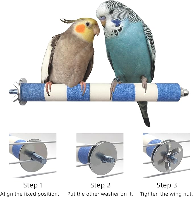 Hamiledyi Parrot Perch Stand Toy, Bird Cage Perch Toy,Natural Paw Grinding Stick for Medium Parrots, Parakeets, Cockatiels, Lovebirds Chewing Stick (M(Stripe Pattern))