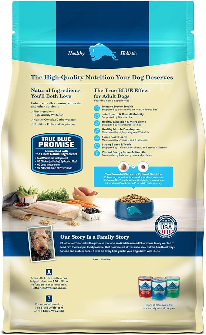 Blue Buffalo Life Protection Formula Adult Dry Dog Food, Helps Build and Maintain Strong Muscles, Made with Natural Ingredients, Fish & Brown Rice Recipe, 15-lb. Bag