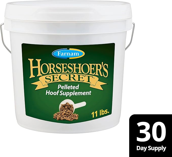 Farnam Horseshoer's Secret Pelleted Hoof Supplements, Promotes healthy hoof growth, maintains hoof walls & supports cracked hooves, 11 lbs., 30 day supply