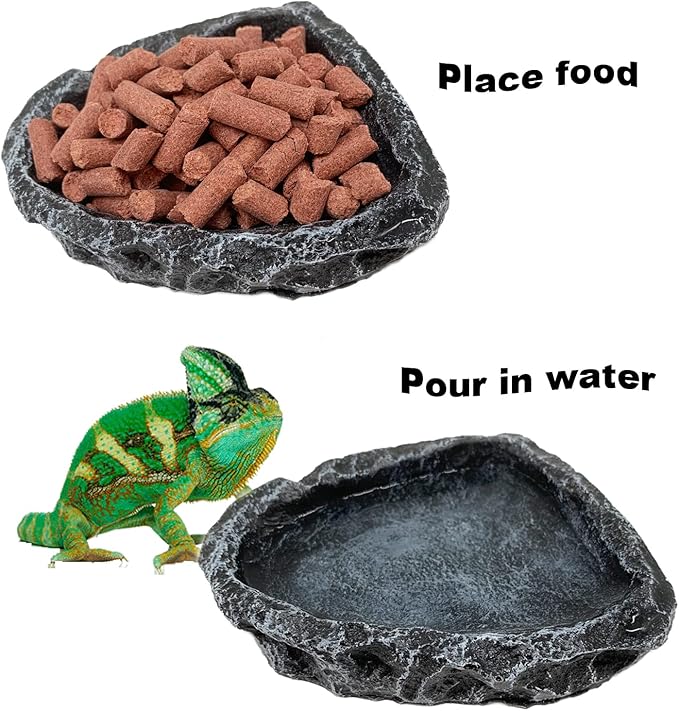 Reptile Water Dish Food Bowl, 2 Pack Reptile Feeding Dish Corner Bowl, Reptile Terrarium Bowls for Bearded Dragon Lizard Frog Gecko Tortoise Hermit Crab