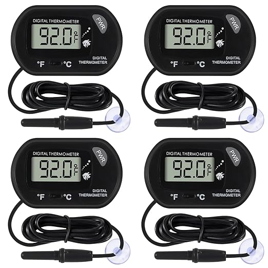 4Pcs Aquarium Thermometer Fish Tank Thermometer Reptile Thermometer Terrarium Water Temperature Test Digital Thermometer with LCD Display Fahrenheit/Celsius(℉/℃)