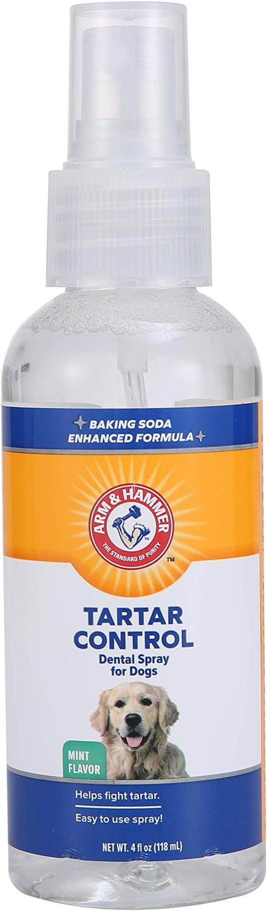 Arm & Hammer for Pets Tartar Control Dental Spray for Dogs | Dog Dental Spray Reduces Plaque & Tartar Buildup Without Brushing | Mint Flavor, 4 Ounces