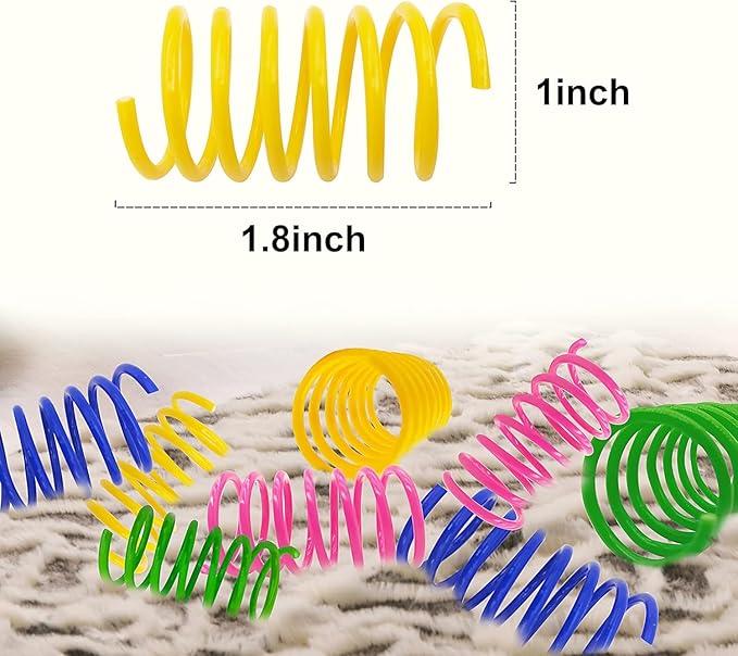 AGYM Cat Springs Toys 60 Packs for Indoor Cats,Colorful & Durable Plastic Spring Coils Attract Cats for Swatting Biting Hunting Interactive Cat Toys