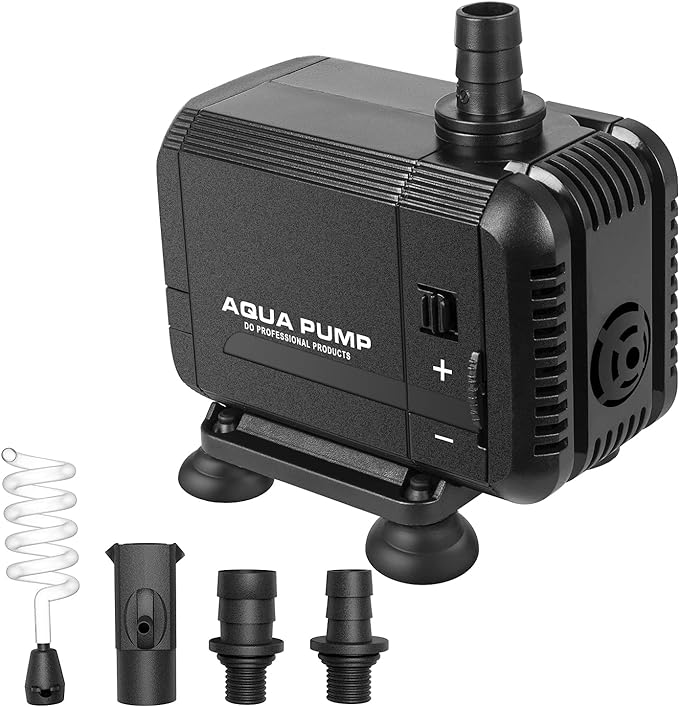 Simple Deluxe 400GPH Submersible Pump (1500L/H, 15W), 5.2ft High Lift with 5.3ft Power Cord and 3 Nozzles, for Fish Tank, Pond, Aquarium, Statuary, Hydroponics, black