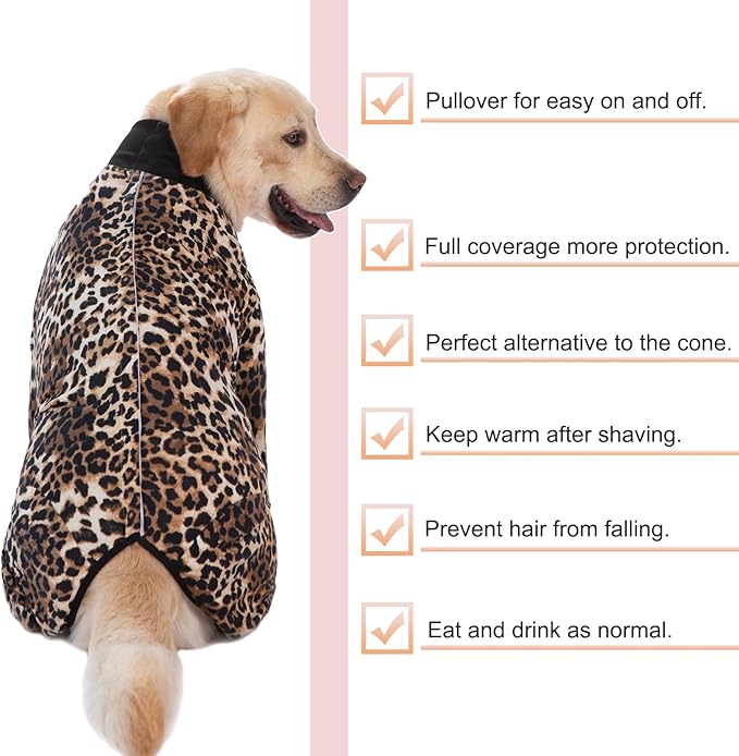 Recovery Suit for Large Medium Dogs After Surgery, Soft Breathable Anti Licking Dog Onesie E-Collar & Cone Alternative, Pet Bodysuit for Preventing Hair Loss Full Cover Wound(7XL, Leopard Print)