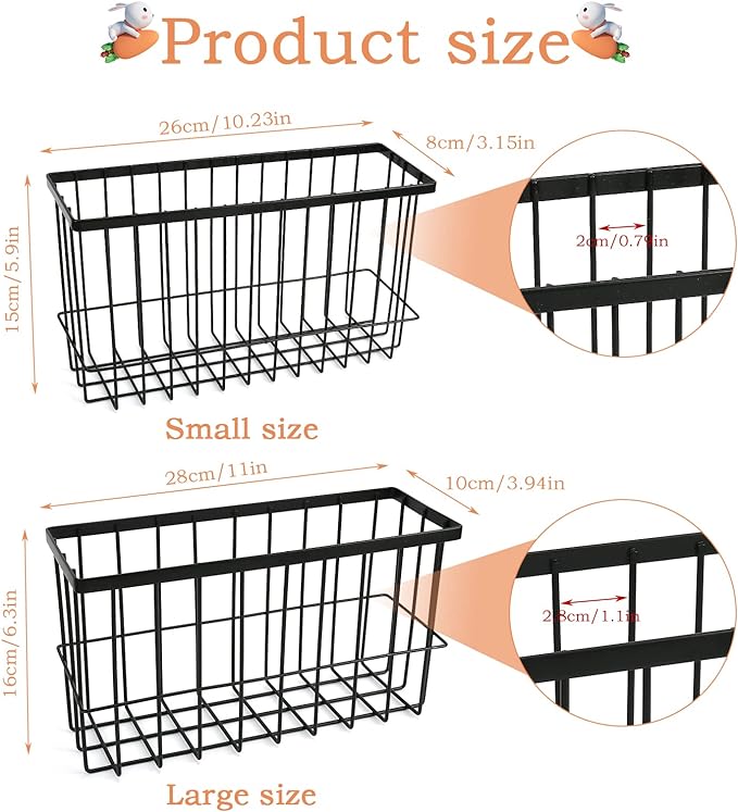 2PCS Rabbit Hay Feeder Guinea Pig Hay Feeder with Heavy Duty Metal Frame hay Rack Pet grass feeder Small animal basket with hook Metal feeding rack for rabbits Guinea pigs Chinchillas Timothy