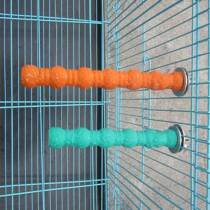 Hypeety Wood Perch Stand Paw Grinding Stick Toy Colorful Pet Bird Cage Stand Platform for Bird Parrot Budgies Parakeet Cockatiels Cage Accessories (Random Color) (10in / 25cm)