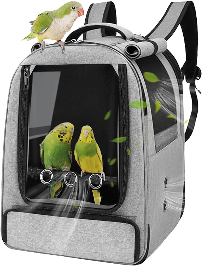 Bird Backpack Carrier,Bird Travel cage Backpack with Tray and Standing Perch,Feeding Tank,Waterproof pad,Used for Parakeets,hornbirds,Lovebirds,Small and Medium-Sized Bird