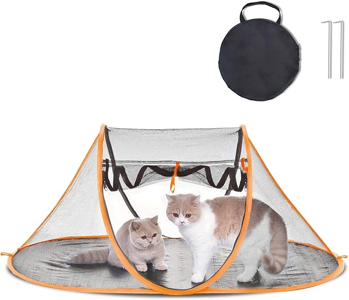 Pop-up Cat Tent, Portable Pet Playpen for Outdoor&Indoor,Outdoor Cat Enclosures - Cat Playpen for Camping,Traveling,Sunbathing