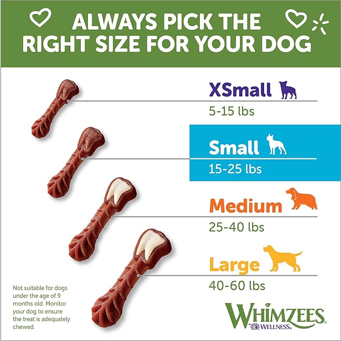 WHIMZEES by Wellness Brushzees Natural Grain Free Dental Dog Treats, Small Breed, 14 count