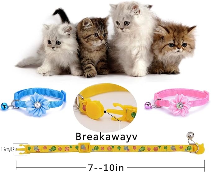 16 PCS Cute Cat Collars Breakaway with Bell for Boy Cats and Girl Cats Gifts