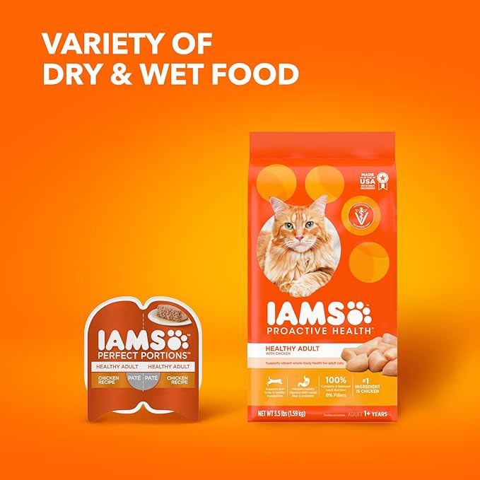 IAMS PROACTIVE HEALTH Adult Healthy Dry Cat Food with Chicken Cat Kibble, 16 lb. Bag