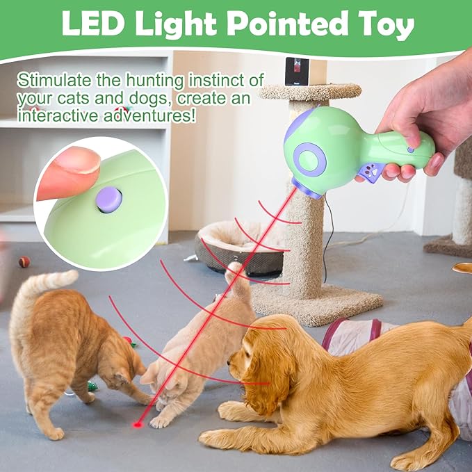 Mity rain Dog Toys Food Launcher, Interactive Dog Treat Toy Dispenser with LED Light, 2 in 1 Dog Ball Thrower Launcher for Cats Dogs Indoor & Outdoor Exercise Training Playing Green