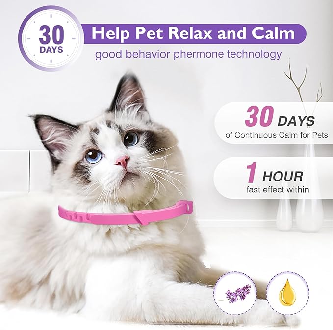 3 Pack Calming Collar for Cats and Kittens Pheromone Collar Efficient Relieve Reduce Anxiety Stress Pheromones Calm Relaxing Comfortable Breakaway Collars Adjustable for Small, Medium Large Cat