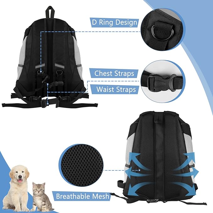 Dog carrier backpack dog carriers for small dogs Breathable head out Design with reflective safe Dog backpack carrier for Small Medium Dogs Cats