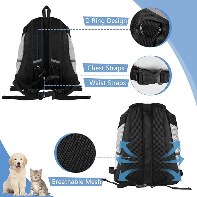 Dog carrier backpack dog carriers for small dogs Breathable head out Design with reflective safe Dog backpack carrier for Small Medium Dogs Cats