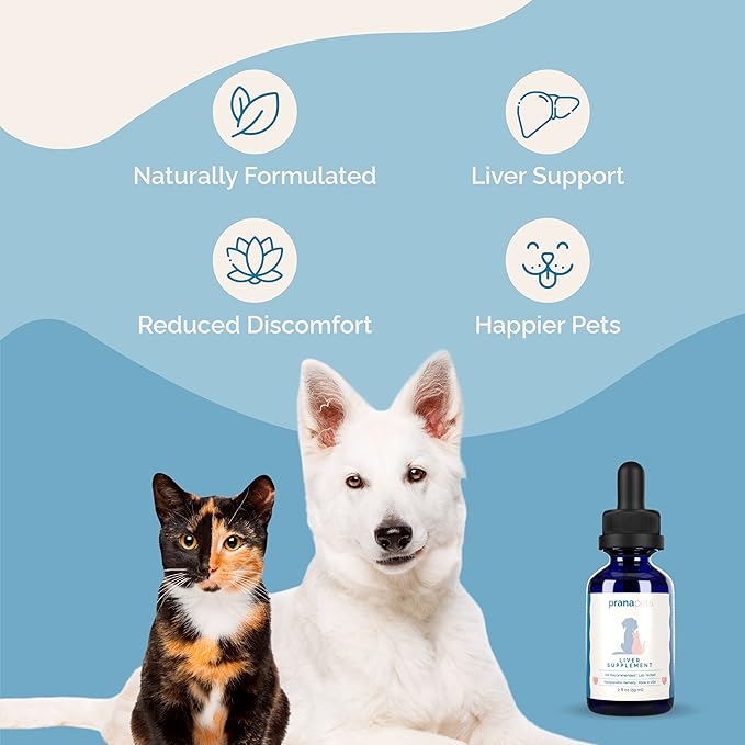 Liver Supplement for Pets Naturally Aids in Healthy Liver Function for Dogs & Cats | Herbal Formula Helps Relieve Abdominal Pain, Indigestion, and Inflammation of Liver & Gallbladder | by Prana Pets