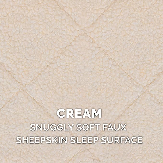 Furhaven Dog Bed for Small Dogs & Indoor Cats, 100% Washable, Sized to Fit Crates - Sherpa Fleece Bolster Crate Pad - Cream, Small