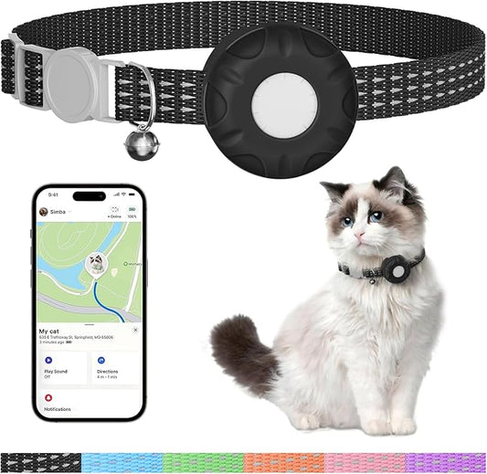 Cat Tracker,Pet Tracker for Cats (Only iOS),Waterproof Tracker Cat Collars with Safety Elastic Buckle,Works with Any Collar,No Monthly Fee,Compatible with Apple Find My App