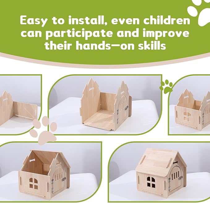 Dog House Indoor with Door for Small Medium Dogs, Small Dog House Breathable Weatherproof, Easy Assemble Solid Wood Dog House with Air Vents and Elevated Floor(22.24" W x 31.1" D x 29.72" H)