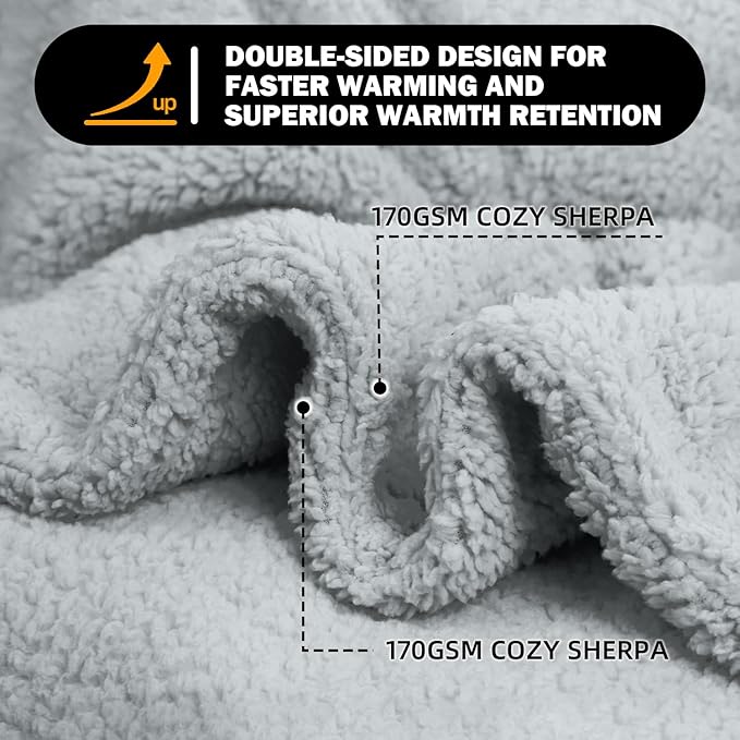 furrybaby Dog Blanket Soft Dog Blankets for Large Dogs Puppy Essentials Washable Fluffy Sherpa Fleece Cat Blanket 40x47 Inches for Bed Furniture Couch Sofa (Double-Layer Large, Grey)