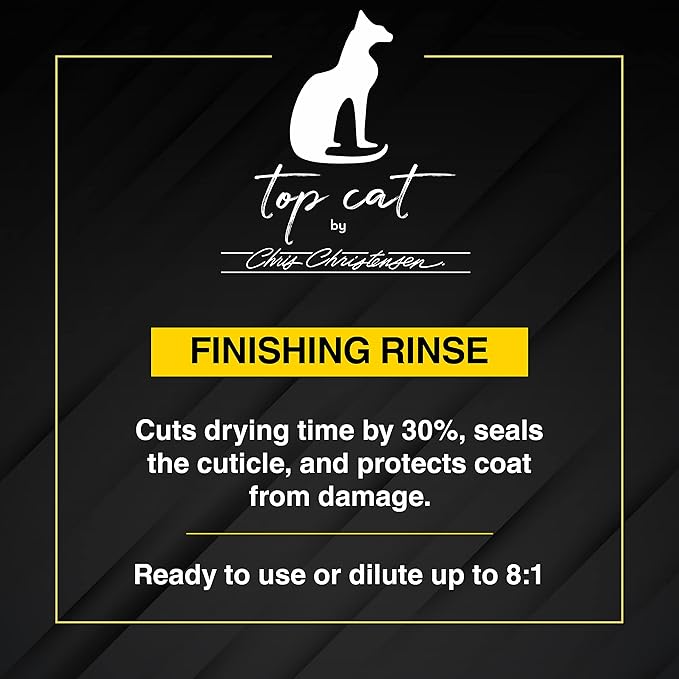 Chris Christensen Top Cat Finishing Rinse for Cats, Groom Like a Professional, Seals The Cuticle, Doesn't Weigh Down Coat, Made in USA, 8 oz