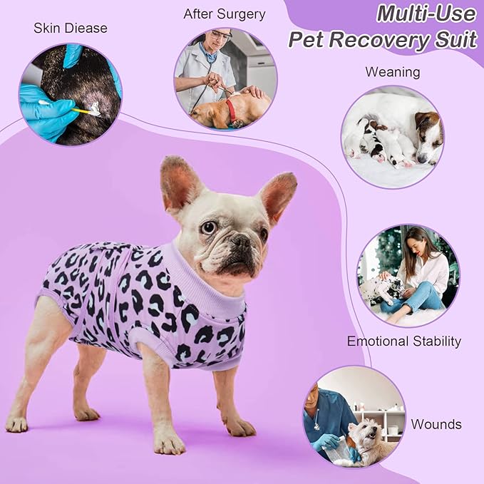 Kuoser Dog Surgery Recovery Suit, Professional Spay & Neuter Surgical Onesie for Dogs, Soft Breathable Abdominal Dog Bodysuit Dog Cone Alternative Anti Licking Wounds Dog Surgery Suits, S