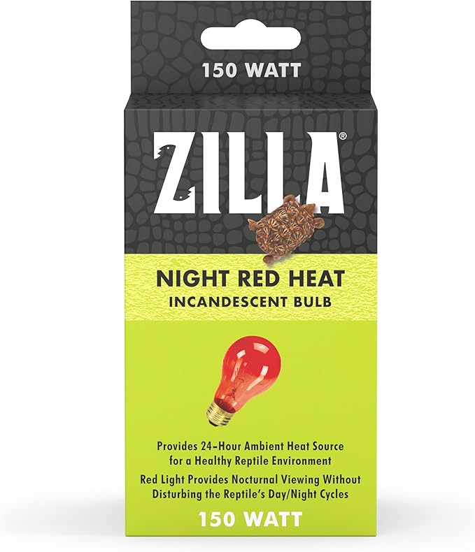 Zilla Reptile Terrarium Incandescent Heat Bulb, Night Red, 150 Watts