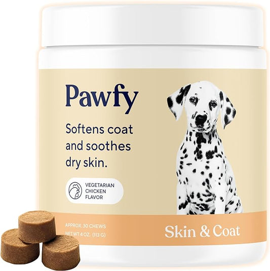 Pawfy dogs Skin & Coat Soft Chews | Allergies | Itching | Licking | Paw Biting | Scratching & More