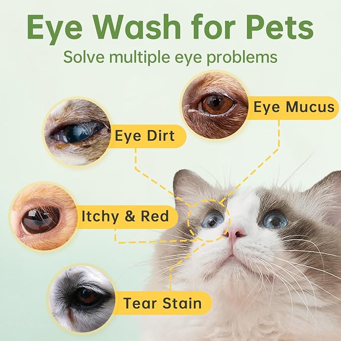 Tear Stain Remover for Dog & Cat - Pet Eye Drops for Infection and Pink Eye - Eye Wash Solution with Gentle Formula - Dog Eye Rinse to Soothe Eye Irritations & Runny Eyes