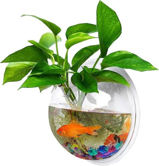 Outgeek Wall Fish Bubble Wall Hanging Bowl Clear Acrylic Vase Flower Plant Pot Aquarium 9in (0.5-Gallon)
