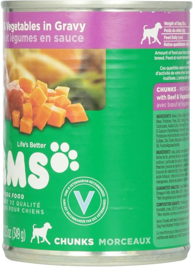 lams ProActive Health Adult Dog Chunks with Beef & Vegetables in Gravy Premium Dog Food 12.3 Oz