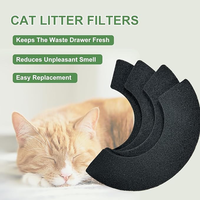 Carbon Filters Compatible with Litter Robot 4 Activated Charcoal Replacement Filters Work for Cat Robot Litter Box LR4 Keep Home Fresh 8-Pack (Black)