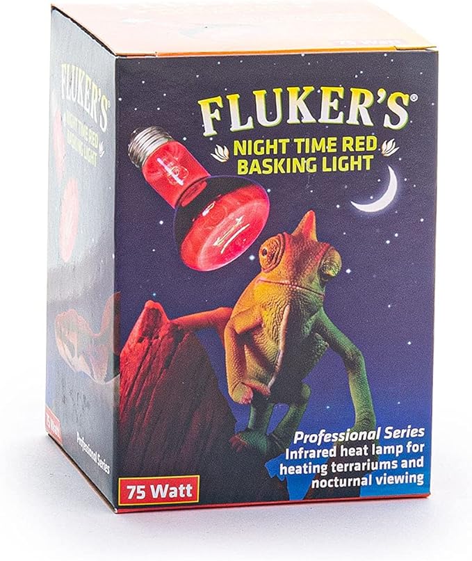 Fluker's Night Time Red Basking Spotlight, Infrared Heat Lamp for Reptiles, 75 Watt