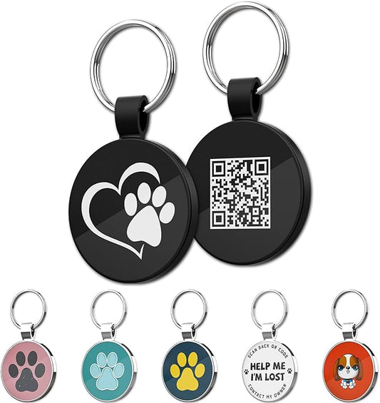 MYLUCKYTAG QR Code Pet ID Tags Dog Tags - Pet Online Profile - Scan QR Receive Instant Pet Location Alert Email