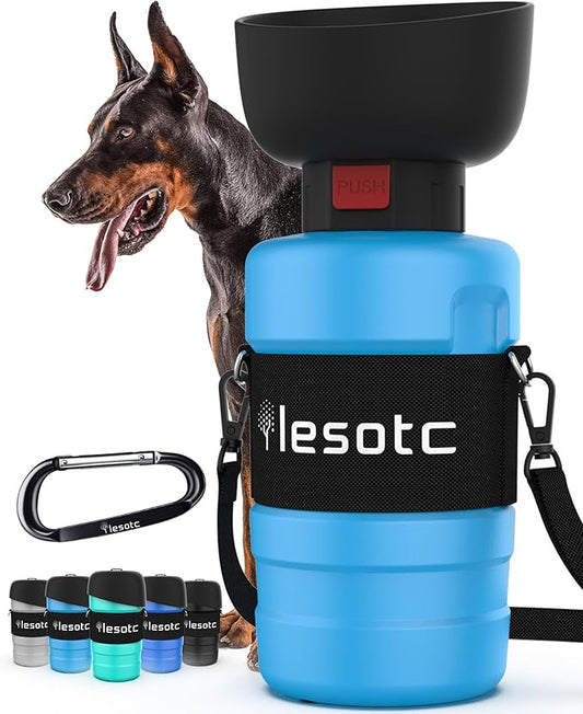 lesotc Dog Water Bottle, Portable Dog Water Dispenser, Leak Proof Dog Travel Water Bottle, Squeeze Pet Water Bottle for Walking On The Go, Dog Hiking Accessories for Outdoor, Hiking, Travel